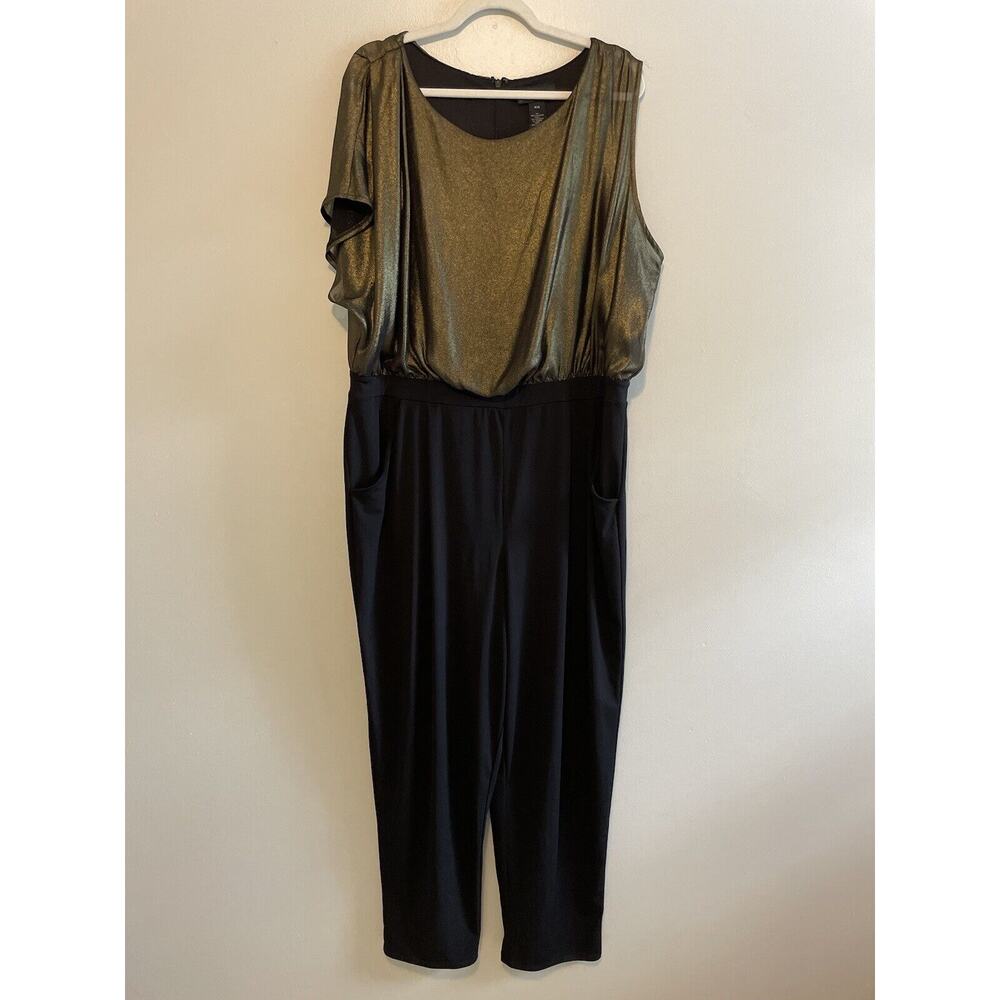 Lane Bryant Size 18/20 One Piece Pant Suit Gold Black Shimmer Holiday